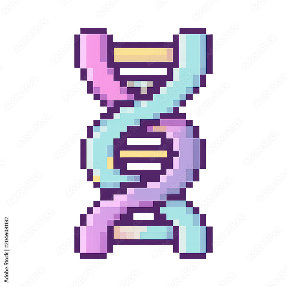 Fototapeta premium PNG Colorful pixelated DNA strand