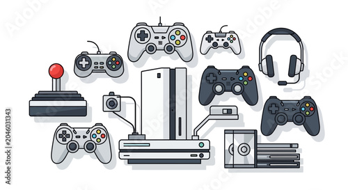Foto Video Game Console and Controllers Collection