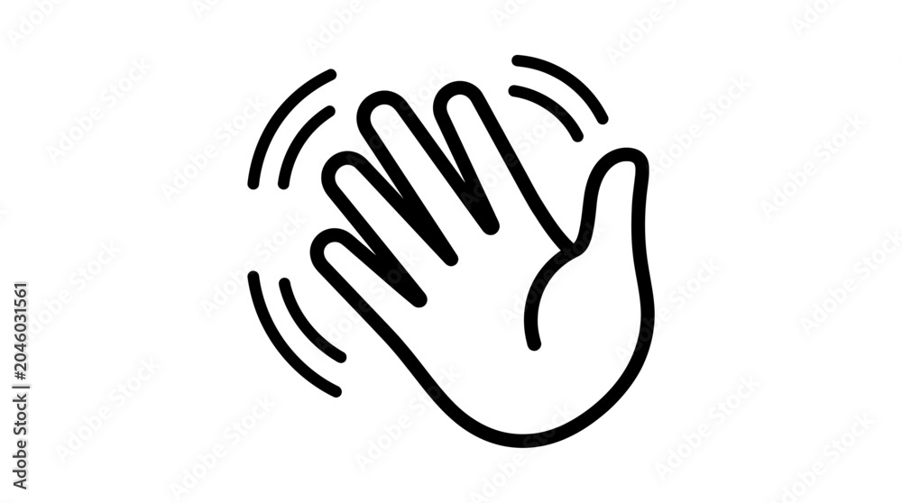 Fototapeta premium Waving hand hello or goodbye line icon.