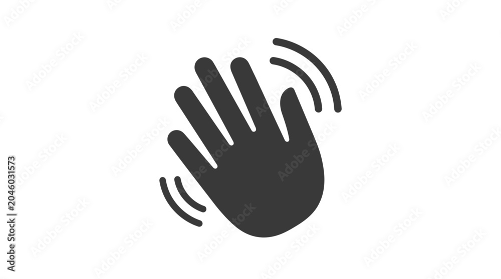 Fototapeta premium Waving hand icon signifying greeting and farewell.