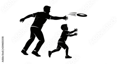 Photography Happy Father's Day Father, son playing frisbee, black silhouette, recreational a