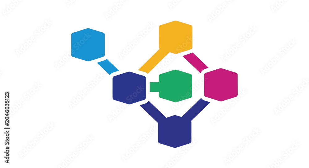 Obraz premium Colorful Hexagon Network Vector Illustration