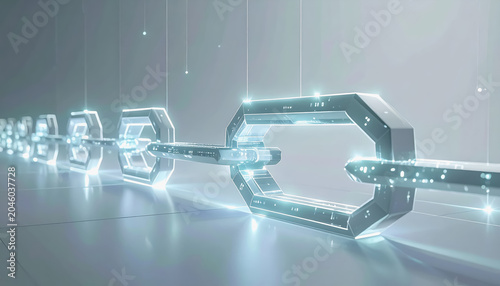 Abstract Digital Wave with Blue and White Glowing Particles
