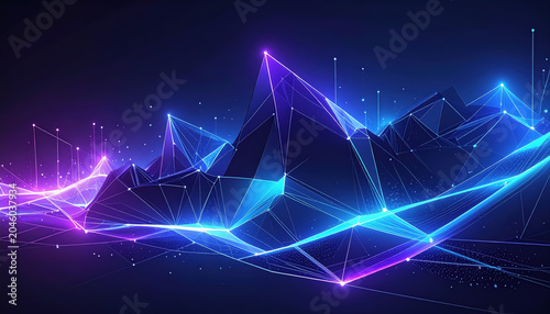 Abstract Digital Circuit Board with Blue and Green Bokeh Lights