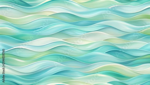 Serene Aqua Waves Abstract Undulating Pattern of Tranquil Teal and Mint Green Hues