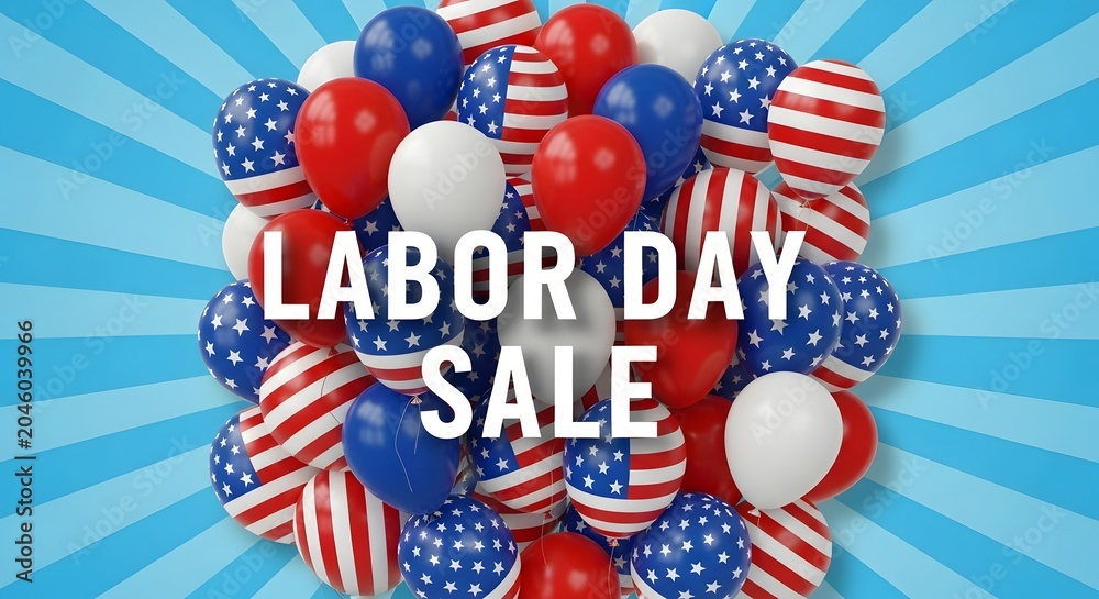 Obraz premium Labor day sale background with red, white, and blue balloons
