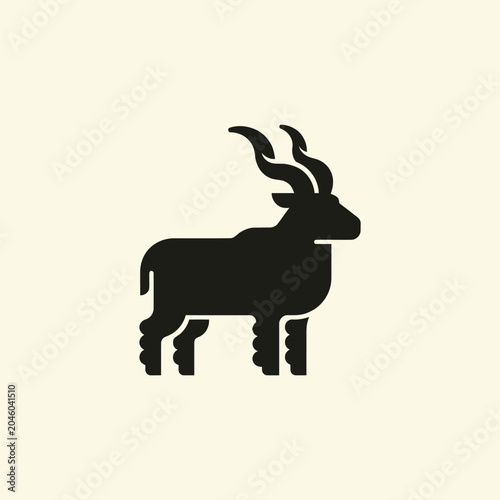 Fotografie Black silhouette of an antelope standing 3.
