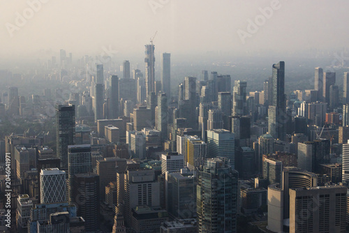 Photography Toronto city centre skyline on a misty evening