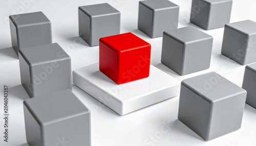 Studio shot of a lone vibrant red polymer fragment isolated on a clean white background