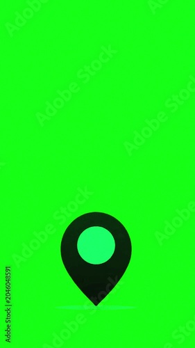 Green Screen Location Pin Icon Bounce Animation Vertical Chroma Key Motion Graphics
