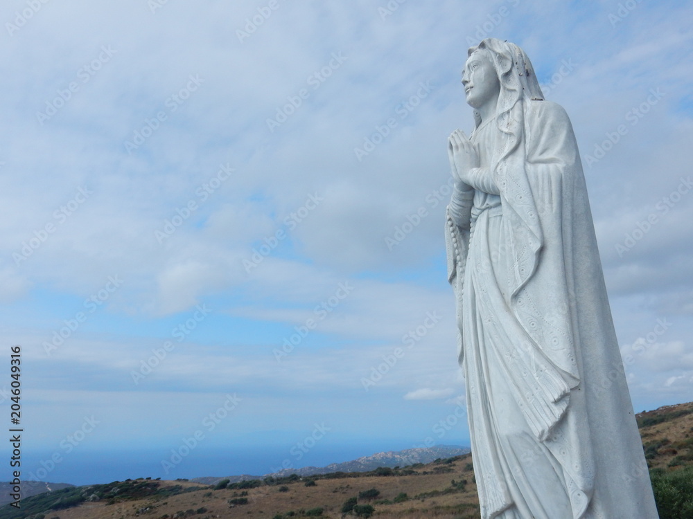 Fototapeta premium The statue of the Virgin Mary in Trinità d'Agultu, Gallura, Sardinia, Italy