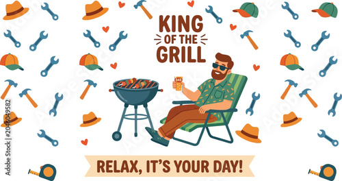 King of the grill bbq father's day graphic