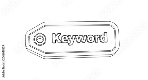 Simple line illustration of a tag with keyword text