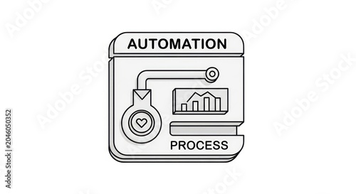 Line icon representing automation process and data