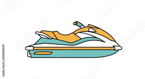 Minimalist color illustration of a personal watercraft