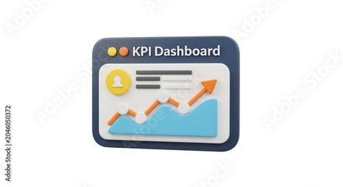 Vibrant 3d icon of a business kpi dashboard