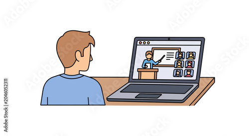Bild auf Leinwand Educational Online Learning Vector Illustration