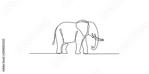 Photography A minimalist line drawing of an elephant standing on a flat surface in a simple