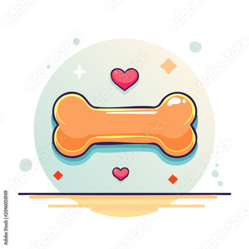 Dog bone with hearts illustration