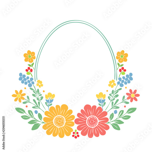 Floral Frame with Oval Space for Text