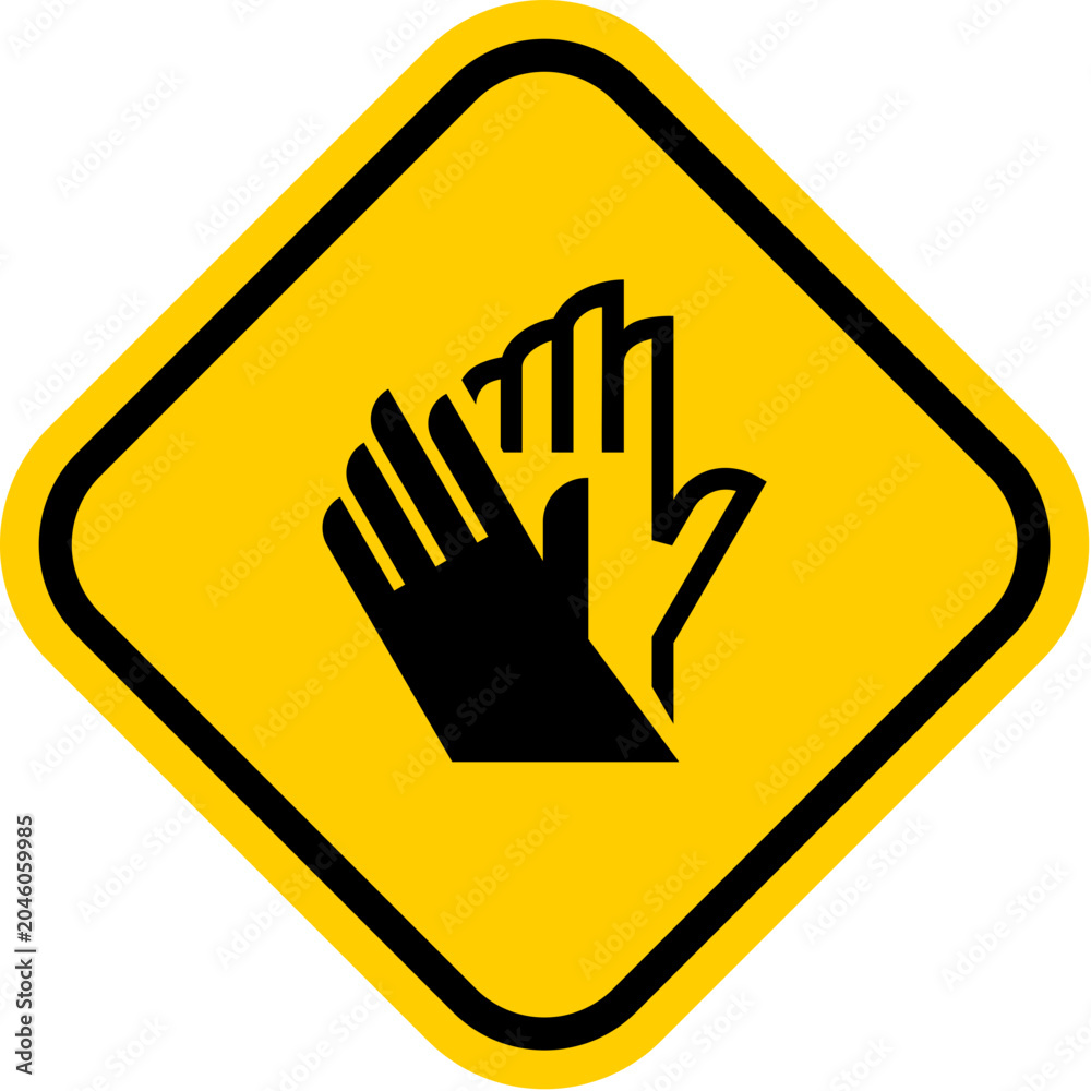 Obraz premium Wear protective gloves safety warning sign icon