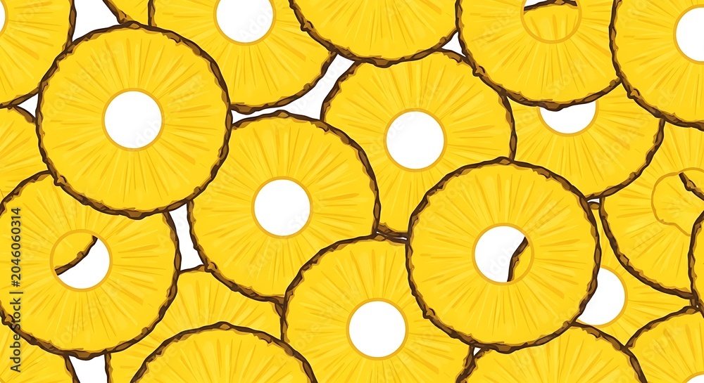Fototapeta premium Seamless pattern of overlapping pineapple rings