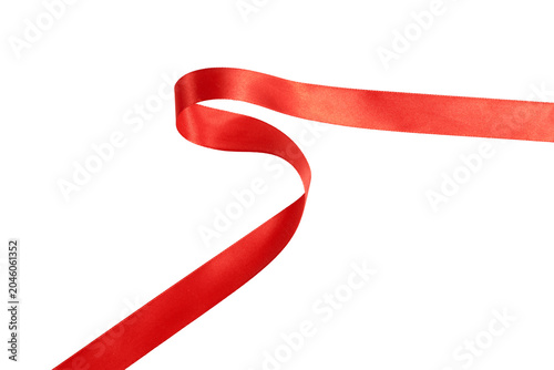 Cuadro en lienzo curly red ribbon band or gift ribbon string isolated on white or transparent png