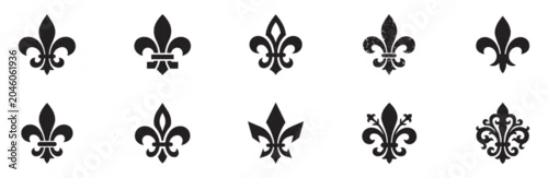 Fototapeta Fleur de lis icon set. Fleur de lis ornament icon design template. Vector Illustration. EPS 10