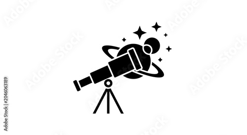 Person gazing through telescope at swirling celestial bodies and twinkling stars symbolizing cosmic exploration scientific curiosity and the wonder of the universe a silhouette for astronomy enthusias