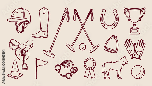 Fotografía polo horse riding pattern, equestrian sport equipment background, professional p