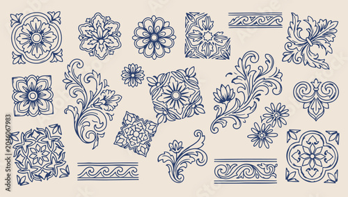 Canvastavla indian traditional floral pattern, decorative heritage textile background, seaml