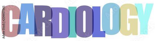 Bild auf Leinwand Colorful cardiology text graphic design element isolated on transparent backgrou