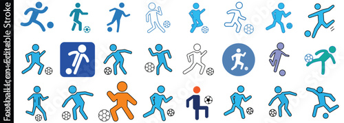 Konstfotografi Set of football player icons in various styles Vector