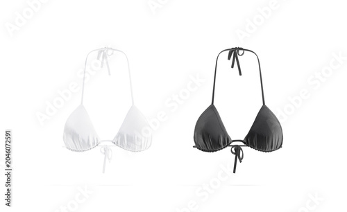 Bild auf Leinwand Blank black and white woman bikini bodice mockup png, transparent background, 3d rendering
