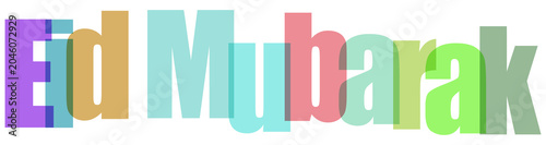 Tableau sur toile Eid Mubarak colorful text greeting Islamic holiday celebration