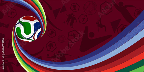 Photos Soccer cup red background, football world championship 2026, vector illustration
