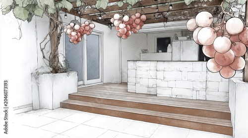 Elegant interior with rustic charm and grapevine decoration