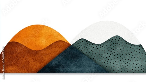 Abstract landscape illustration with wavy forms and textured colors