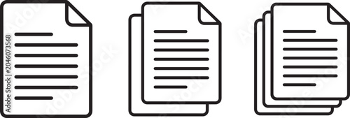Document file line icon set representing paperwork pages.