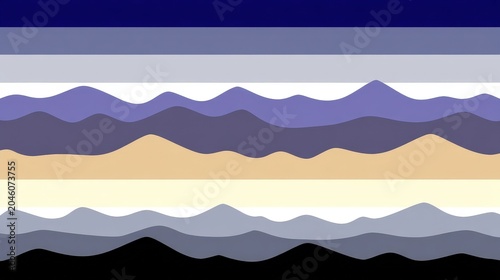 Abstract landscape illustration with layered mountain shapes and colors