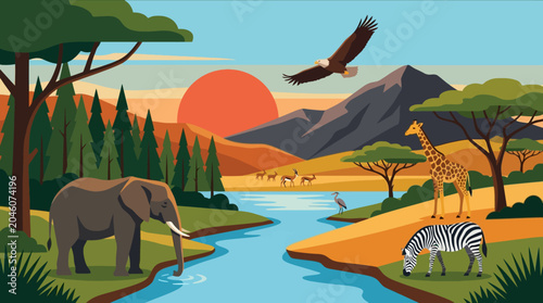 Foto Elephant standing by a river.