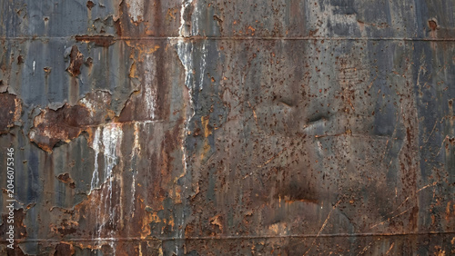 Dirty Ship Blue Gray Hull with Heavy Rusted Metal Texture