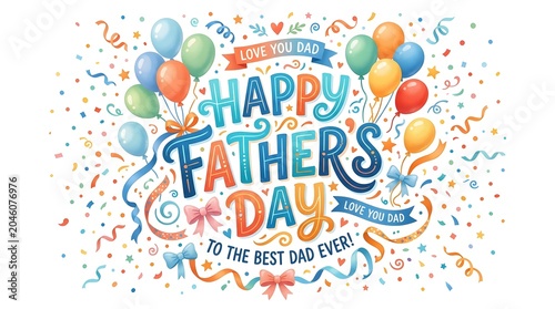 Colorful Happy Father's Day Celebration Background with Balloons