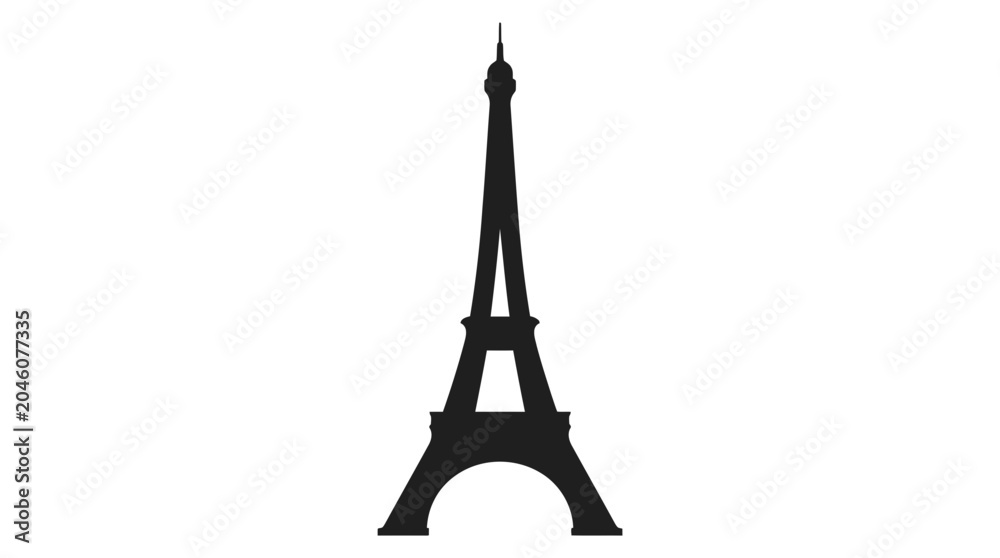 Fototapeta premium Eiffel Tower Black Silhouette Icon.