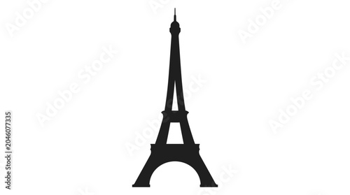 Eiffel Tower Black Silhouette Icon.