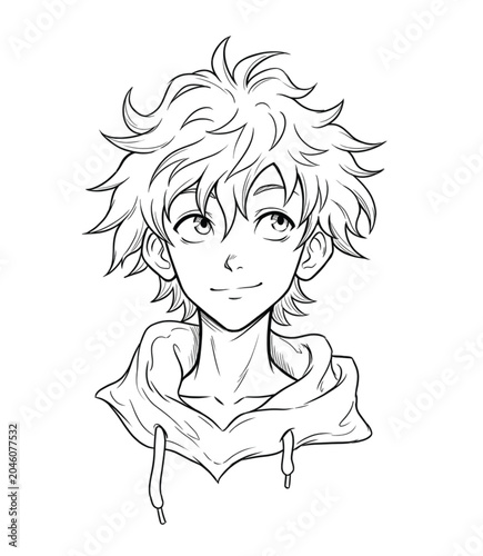 Фотография Spiky-Haired Anime Boy Character Sketch