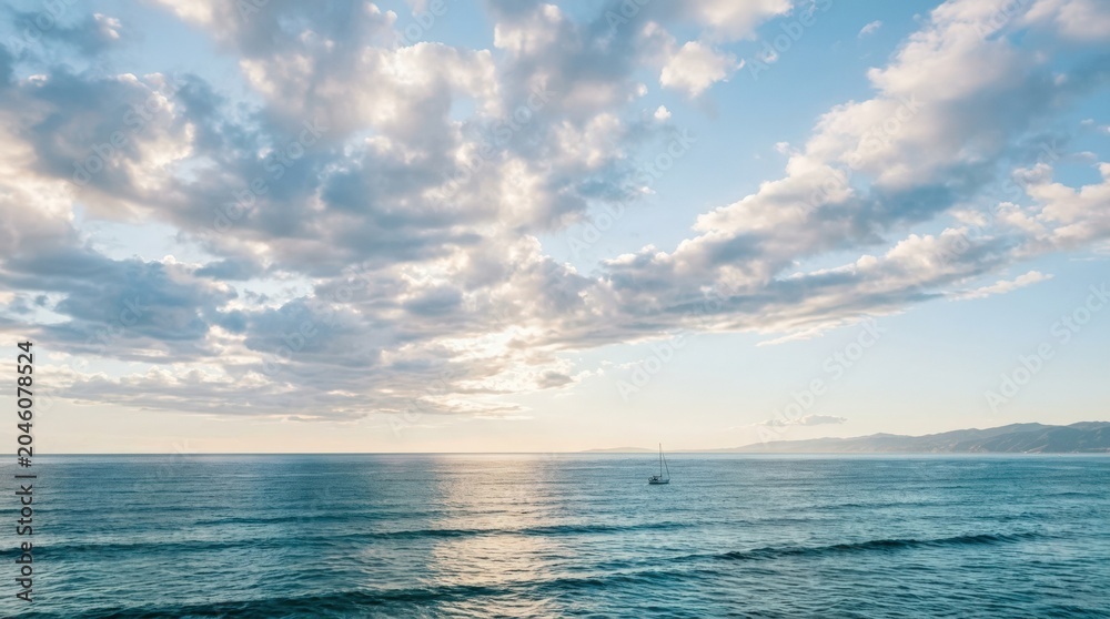 Obraz premium Clouds over the ocean, polished commercial concept with refined atmosphere and clear visual appeal, clean composition, clean composition, clean composition, clean composition, airy atmosphere, natural
