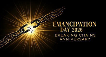Breaking Chains Freedom Celebration with Radiant Light Background Emancipation Day Concept