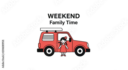 фотографія Family in a red van.