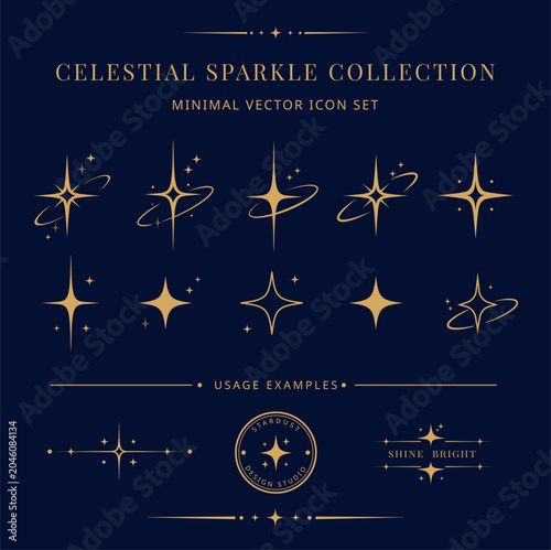 Celestial Divider Collection – Elegant Gold Star and Moon Line Art Vector Elements
